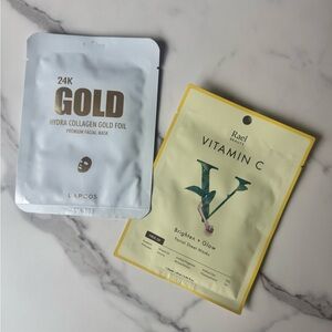 Sheet Mask Duo - 24K Gold Hydra Collagen and Vitamin C Facial Masks